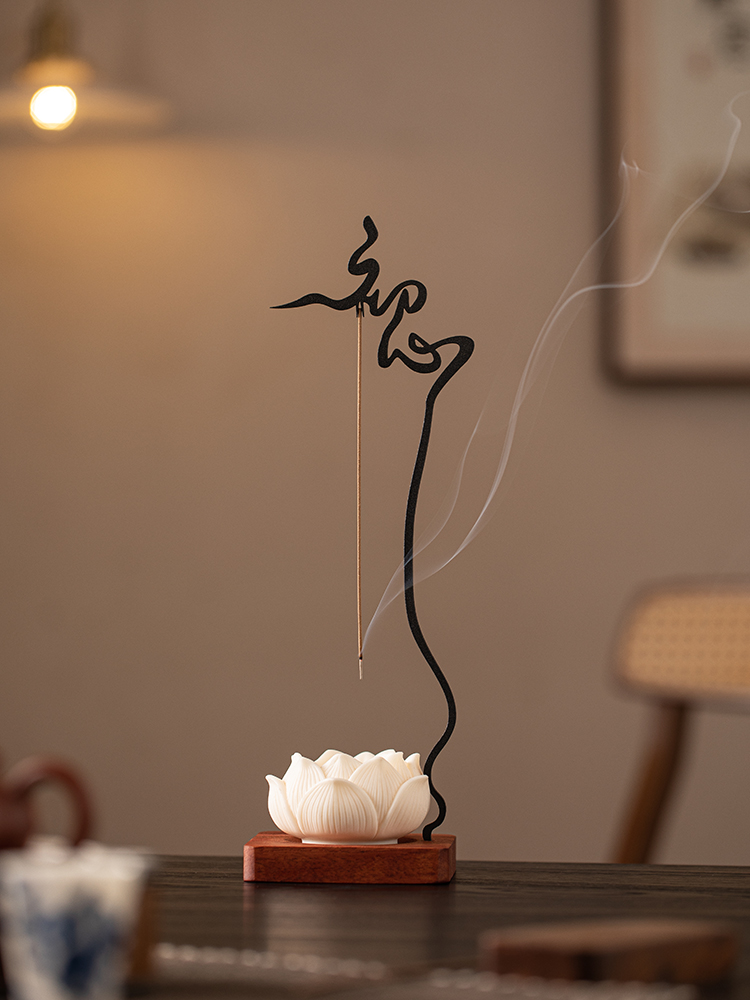 创意倒挂线香插莲花香座摆件禅意线香托悬挂式香插家用室内香薰炉
