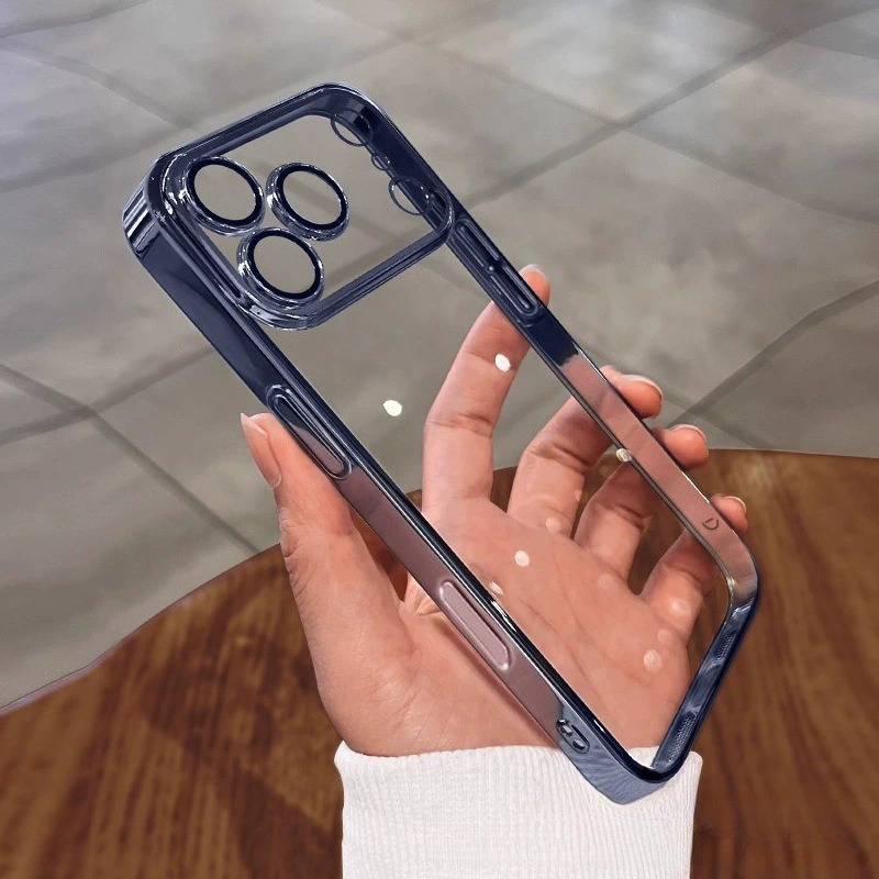 película de lente galvanizada TPU estuche suave para iPhone17PROMAX estuche de teléfono transparente Apple 16 / 15 estuche a prueba de caídas