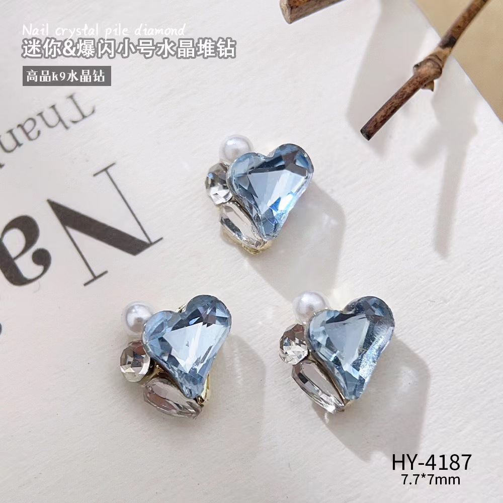 Z226-완성된 다이아몬드-블루 비어진 하트