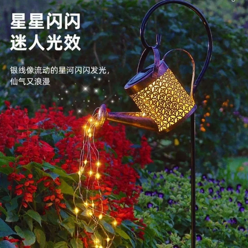 Трансграничная новая солнечная лампа для чайника Открытый двор Сад Небольшой внутренний дворик Декоративная железная вода