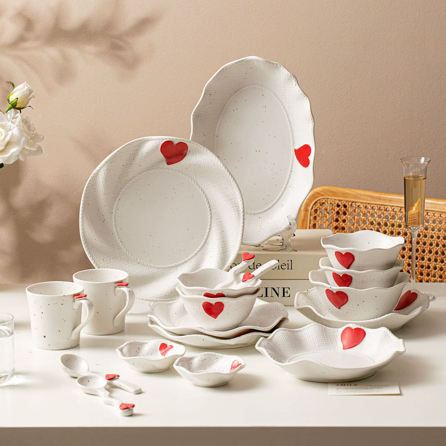 Wavy high quality set, ceramic cream soup bowl for home use, tableware, gift box
