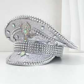 跨境镶钻海军帽朋克y2k大头围帽子女款秋季保暖帽派对狂欢鸭舌帽