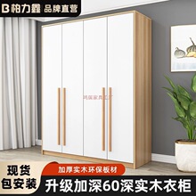 柏力鑫对开门大衣柜现代简约木制家用卧室柜子小户型出租房衣橱