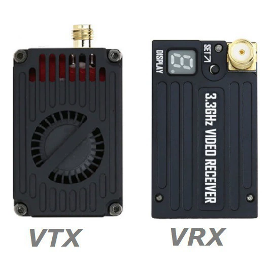Rush Fpv 3.3G 4W VTX VRX cross machine image transmission transmission and reception set with antenna 1.3G image transmission
