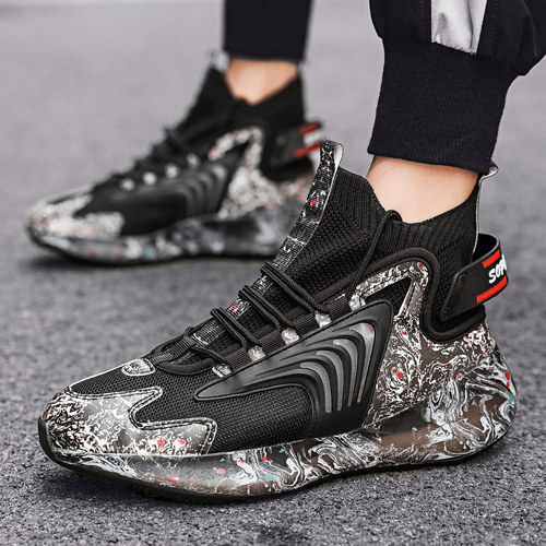 2025 Autumn/Winter Popcorn Large Size Sports Casual Shoes Breathable Men's Shoes Student Flyknit Shoes