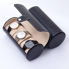 PU leather three cylinder watch box jewelry storage velvet buckle watch storage box factory wholesale 
