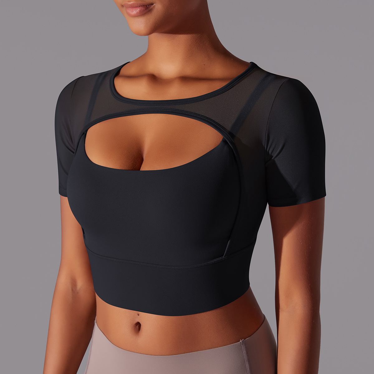 182g Weight Short Sleeve Sleeve Length Pullovers Placket Type Nylon, Spandex Fabric Type Short Top Length T-shirt Tops Type Yoga, Sports Occasion Round Neck Neckline Solid Color Pattern Women Gender Hollow Out Craft Fitness Sport Style Solid Color Nylon Spandex Round Neck Hollow Out Active Tops T-shirt 34