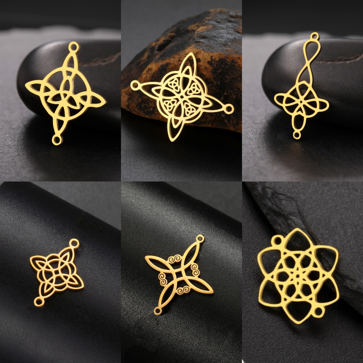 Corte de oro de 18k chapado de bruja nudo hueco colgante de acero inoxidable nudo celta joyería fabricación de joyas regalo