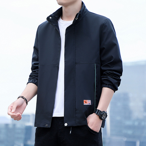 Casual Jacket for Men Spring and Autumn Season Collar Fashion Korean Style Slim Fit Outerwear Solid Color Versatile Top Men's Fashion Trend