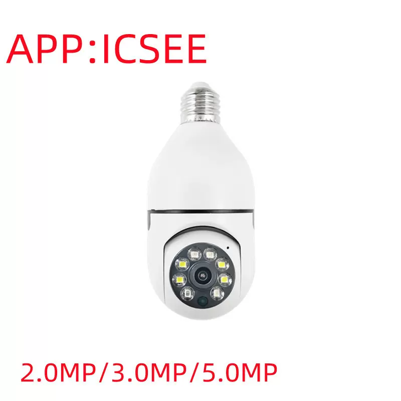 ICSEE灯头监控摄像头家用无线WiFi高清360度灯泡监控器涂鸦E27灯