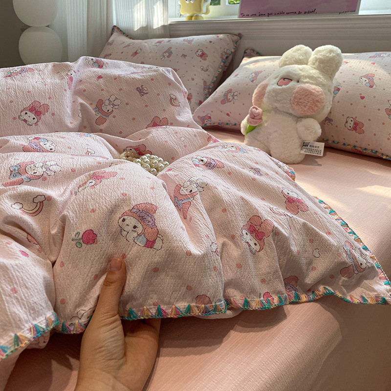 母子級超柔らかい二重糸ベッド4点セットa類水洗綿布団シーツ学生寮3点セット4点セット|undefined