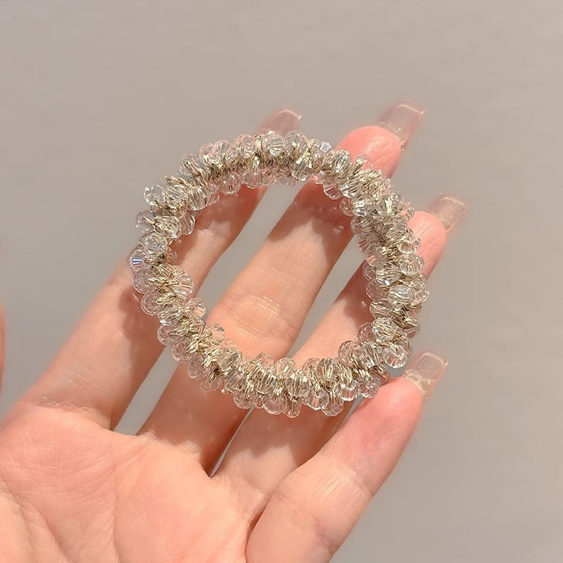 Crystal exquisito con cuentas anillo de cabello feminino pulsera de cabello de doble uso 2025 cabello al por mayor