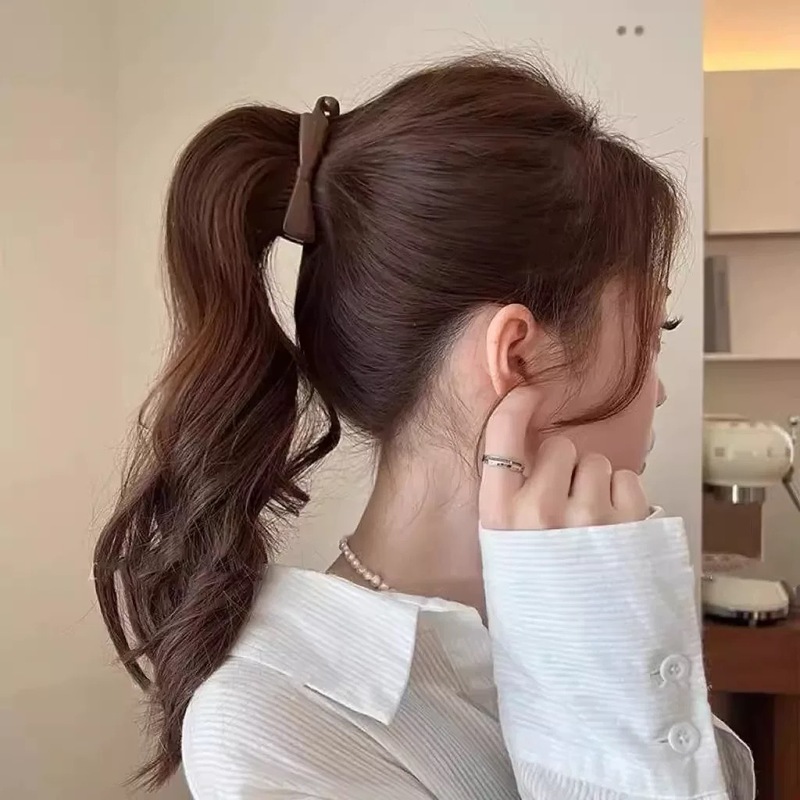 莫兰迪色蝴蝶结香蕉夹简约发夹女后脑勺扎马尾头饰2025新款高级感|undefined