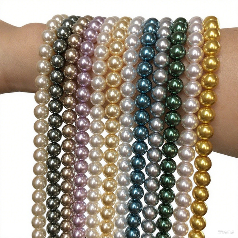 Imported Shijiajia Pearl Flat Replacement Straight Hole Glass Beads DIY Jewelry Loose Beads 5810 Series 650616620