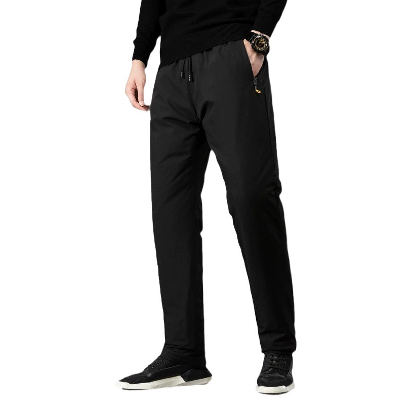 Зимние мужские пуховые брюки 90 белых утиных бархатных теплых брюков среднего и пожилого возраста носить длинные брюки толстые теплые хлопчатобумажные брюки большого размера