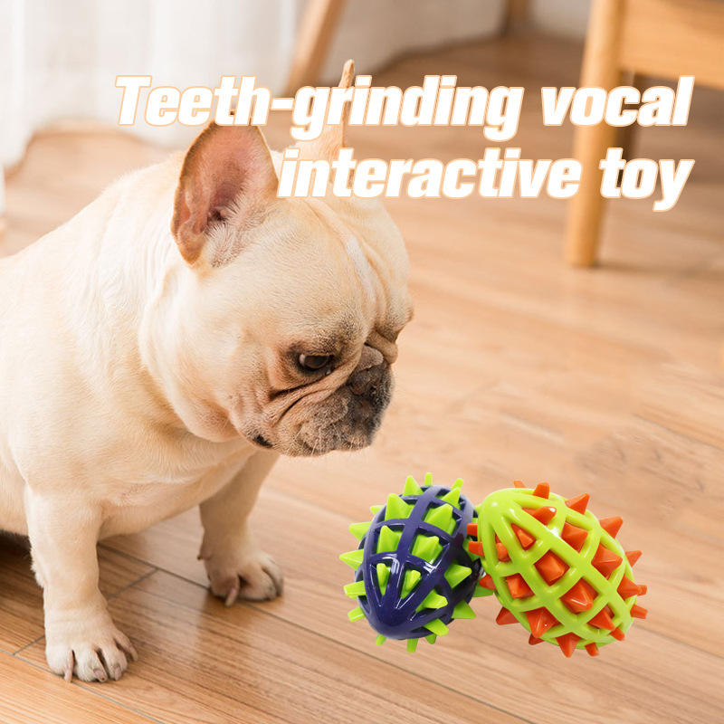 New Rubber Toy Ball for Dogs, Bite-resistant, Safe, Cleaning Teeth, Sounding Rugby Elastic Medium and Large Dog Toy