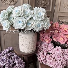 7头バラ花カプチーノマンタバラ乳茶色い手抱え花束撮影道具花壁饰り造花