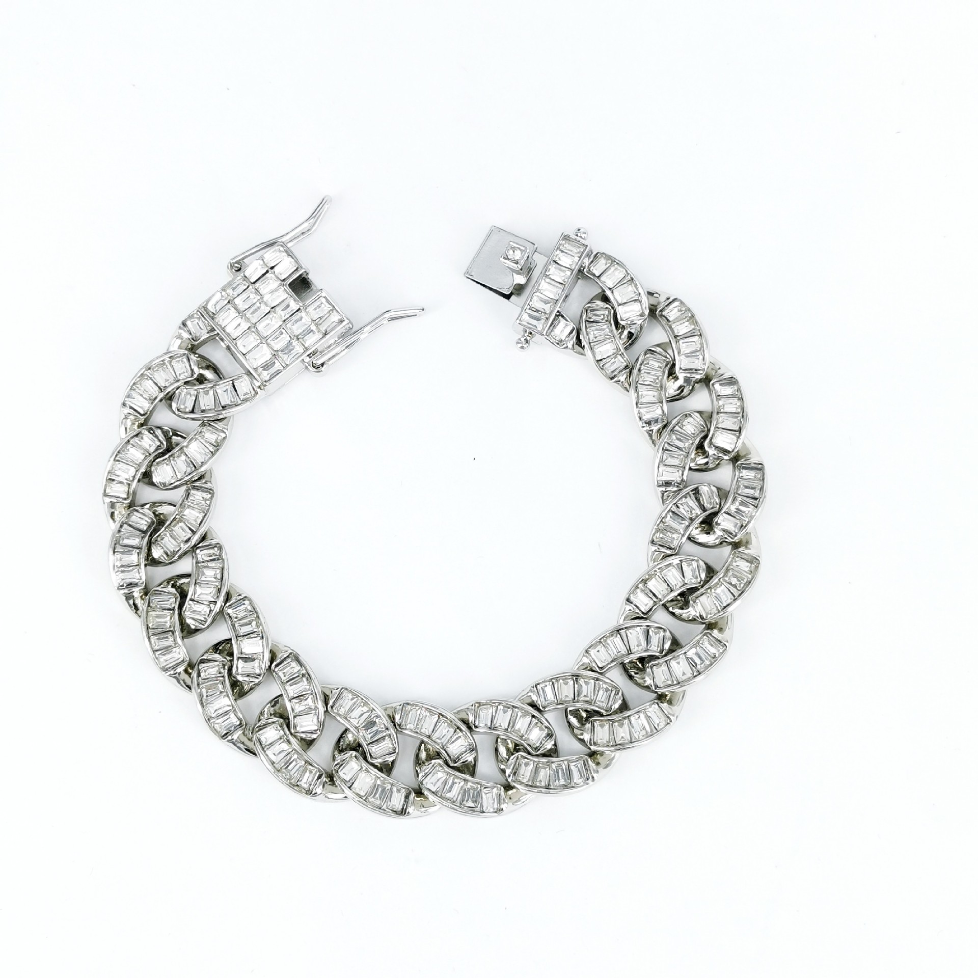 New 16mm rectangular glass necklace trendy Cuban chain with full diamond design alloy hip-hop style_voghion.com