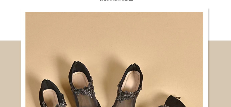 Giày sandal nữ da thật mũi tròn gót vuông 5 cm khoét lỗ hở mũi — Chiều cao gót 5 cm chi tiết 4
