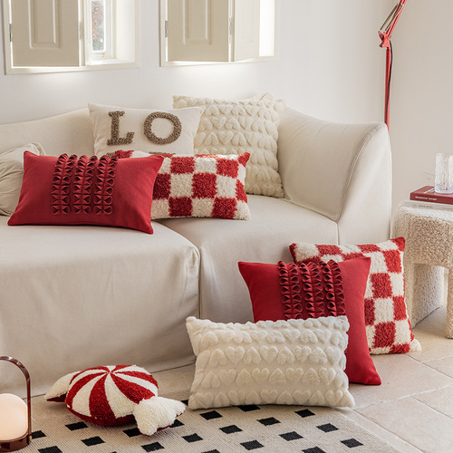 Nordic Modern Cushion Red Festive Cushion Sofa Bedside Cushion Office Seat Back Cushion Cover Wholesale
