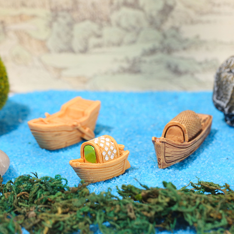 江南小船微景观创意模型家居工艺品DIY树脂小摆件鱼船乌篷船
