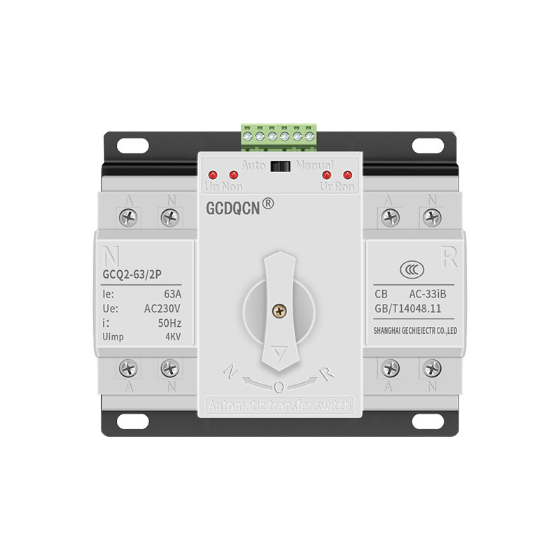 Doble interruptor de conmutación automática de potencia 380V 63A monofásico ATS trifásico controlador de conmutación CB 125A image 6
