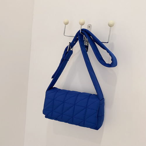Early autumn new Korean style trendy women's shoulder cotton bag  simple and elegant handbag fashion plaid cotton bag
