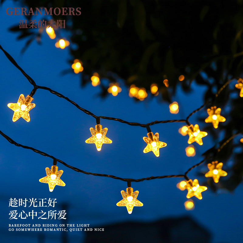 String de lámparas de estrellas LED lámpara solar de jardín de color al aire libre impermeable luz de atmósfera de árboles colgantes de estrellas de color luz de atmósfera