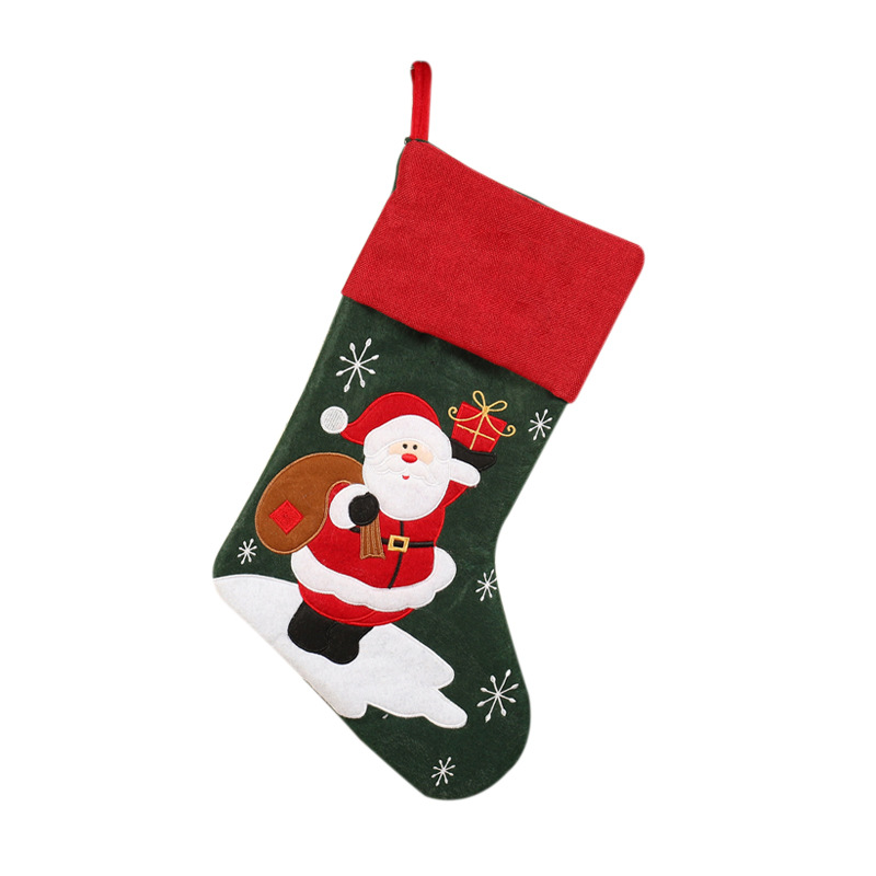 Nuevas bolsas de regalo de calcetines de Navidad transfronterizas lino Papá Noel bordado calcetines de Navidad bolsas de regalo de dulces de Navidad para niños