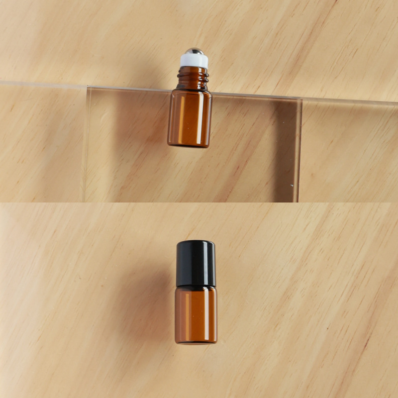 Botella roll-on para aceites esenciales cosméticos, botella marrón para aceites esenciales, botella transparente para reactivos, botella roll-on de vidrio, botella de perfume ámbar.