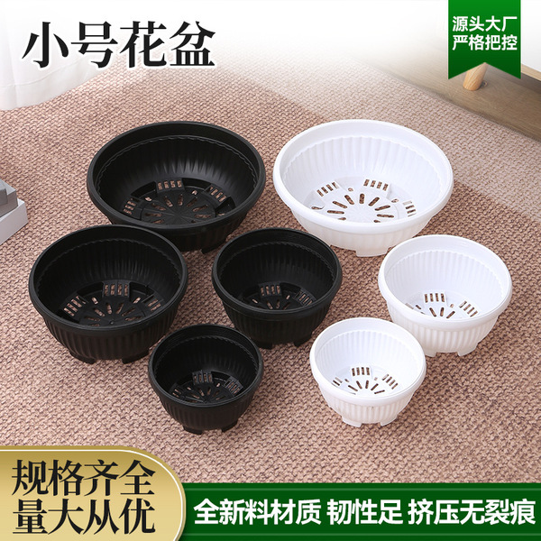 Black plastic flowerpot