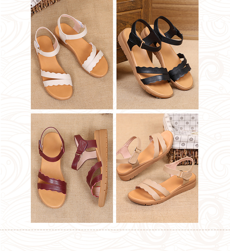 Sandal da thật đế mềm, chống trơn an toàn — 9/12