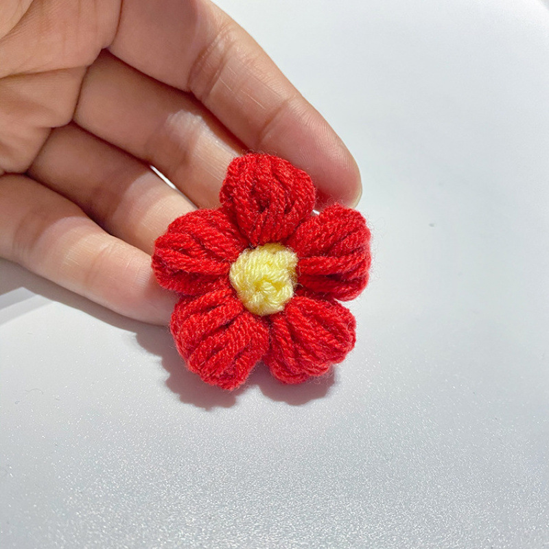 现货手工钩织泡芙花毛线花朵服装辅料饰品胸花包包仿真花花束配件|undefined