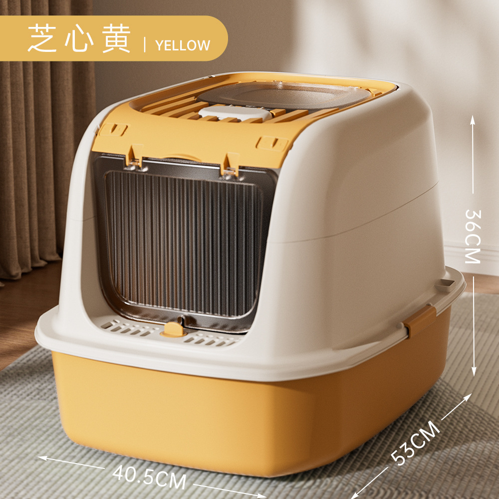 Basina de arena para gatos super grande totalmente cerrada antiolor antiespiración exterior inodoro para gatos, cubrir la cubierta para gatos pequeños, batería de artículos para mascotas