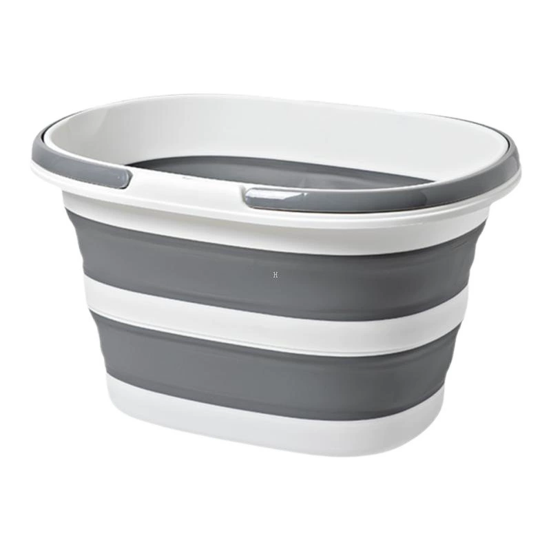 荻韧 Foldable Large-Capacity Plastic Handheld Bucket Thickened Construction - 16L or 28L Gray/Blue