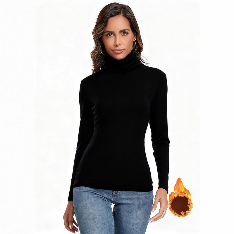 Cross-Border Foreign Trade New Model Aliexpress T-Shirts Slim-Fit Long-Sleeve T-Shirt Autumn and Winter Fleece-Lined Base Layer Half-High Collar T-Shirt Cross-Border Foreign Trade New Model Aliexpress T-Shirts Slim-Fit Long-Sleeve T-Shirt Autumn and Winter Fleece-Lined Base Layer Half-High Collar T-Shirt
