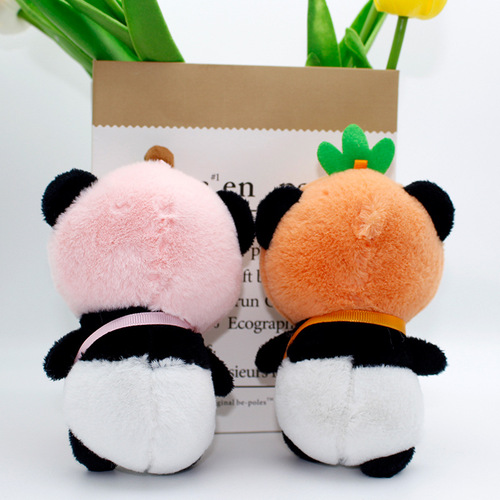 Creative Fruit Panda Plush Doll Backpack Keychain Car Key Pendant Bag Accessories Gift Toss