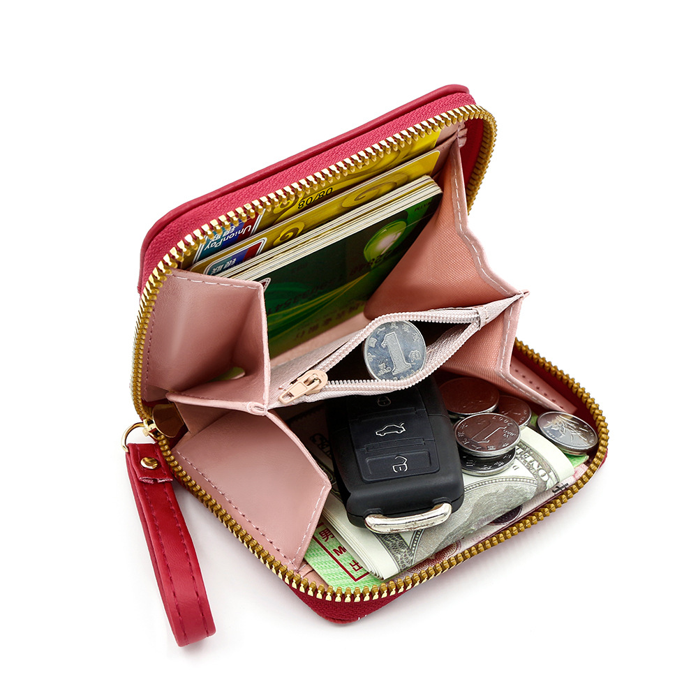 Cartera corta para mujer de nuevo estilo, costura de moda, pu, monedero multifuncional, bolso de tarjeta, fabricante de embrague, venta al por mayor
