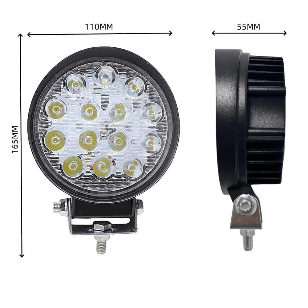 Cross-Border Car Led Spotlight 14 Beads 42W Round Car Front Bumper Light Forklift Light Off-Road Vehicle Work Light Inspection Light