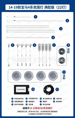Suitable for BMW atmosphere lamp 4 series special atmosphere lamp 10-color 1419 central control instrument foot lamp interior (Panel (Dashboard) işıqlandırması) - bmw-4-series-1-set