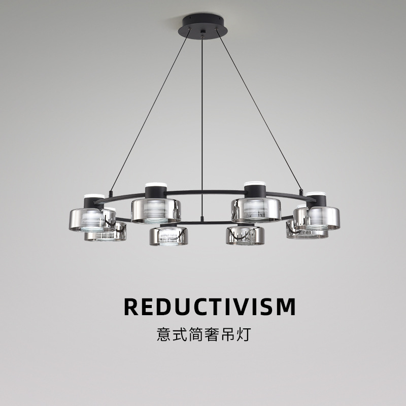 Lámparas candelables minimalistas creativas restaurante Zhongshan LED Villa sala de estar italiana moderna dormitorio de cobre simple de alta gama