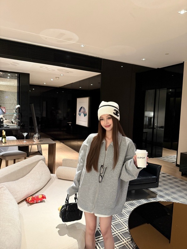 长袖拉链翻领卫衣外套女秋季2025新款休闲宽松显瘦中长款百搭上衣|undefined
