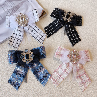 Bow tie collar flower accessories fashion small fragrant bow rhinestone coat coat neckline decoration South Korea single foreign trade