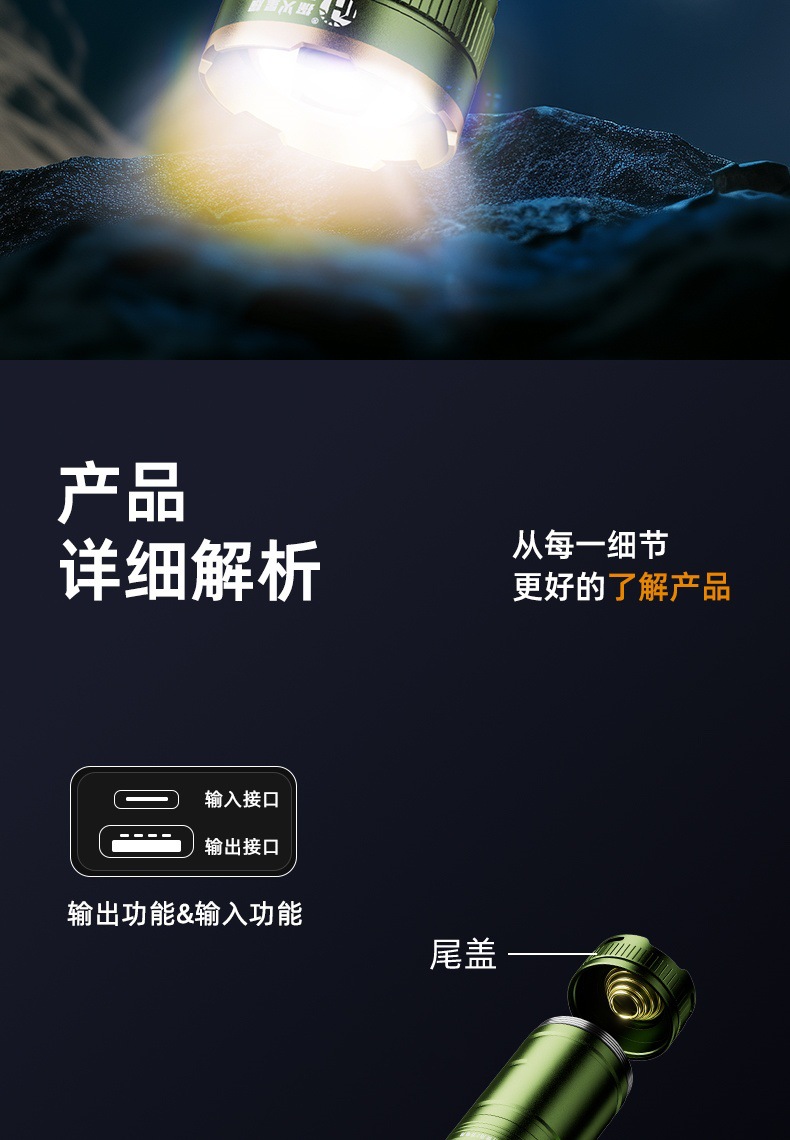 Cross-Border High-Intensity Ultra-Bright Flashlight with Multiple Light Sources, Ultra-Long Battery Life, Aluminum Alloy Night Lighting, Fishing Stand, Night Fishing Light