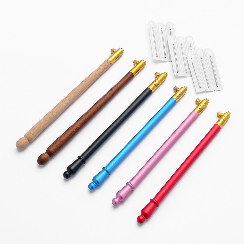 Aguja de gancho de bordado inverso de haya de lentejuela francesa transfronteriza, cinturón de aguja de bordado francés, aguja de gancho de luneville de metal de 3 agujas