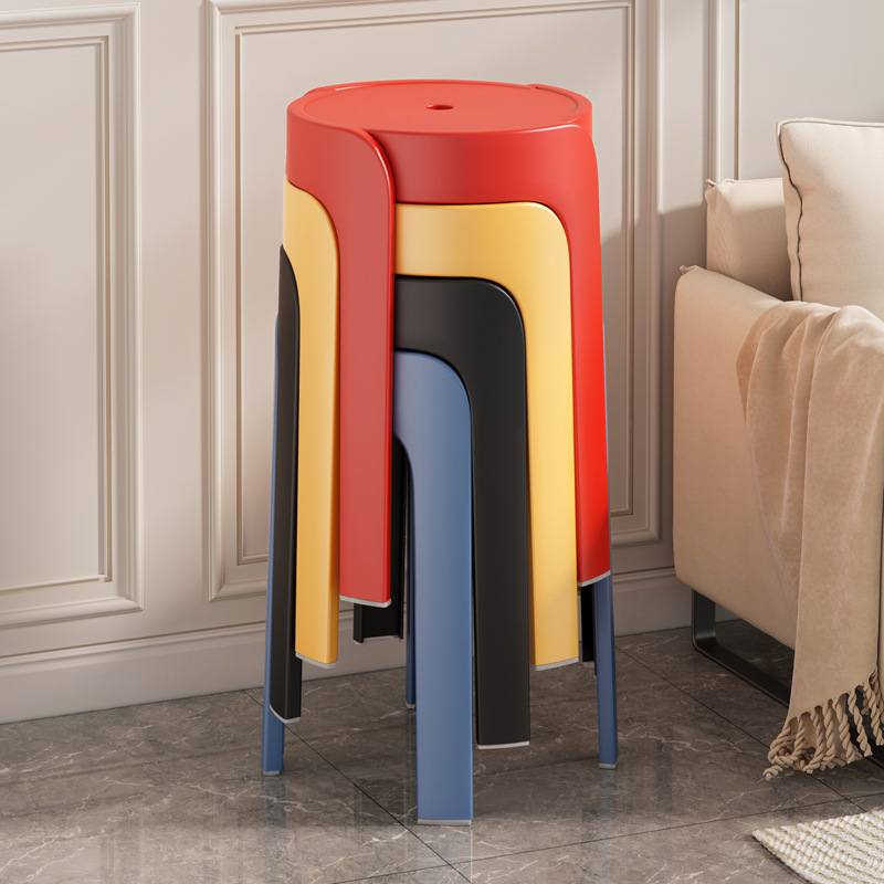 塑料凳子家用加厚可叠放风车圆凳现代简约创意客厅餐桌塑胶高椅子|ru