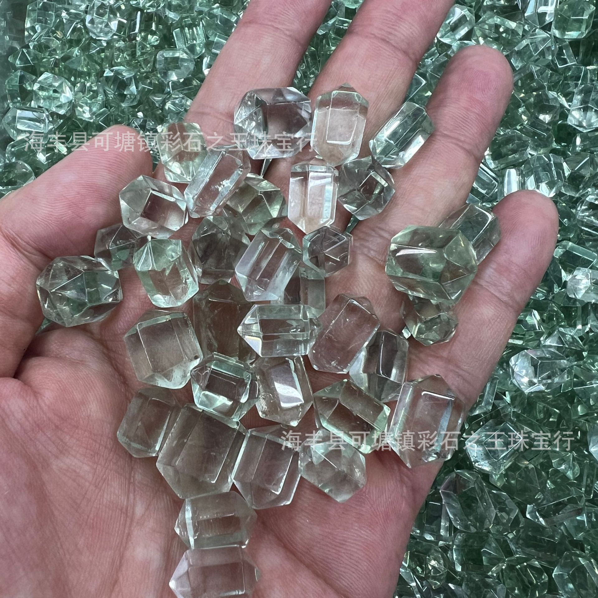 天然绿水晶裸石水晶六棱柱绿水晶双尖配件水晶双尖批发小红书同款