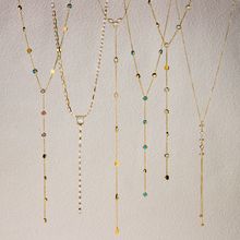 杰鼎钛钢锆石轻奢毛衣项链18k金女秋冬高级感y字链不锈钢跨境饰品