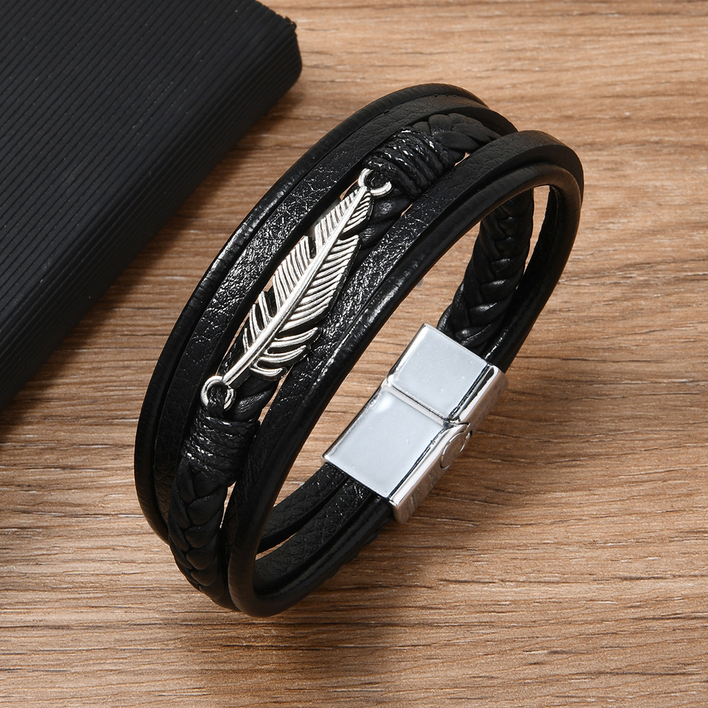 Men’s Braided Leather Bracelet Waterproof And Hypoallergenic_voghion.com