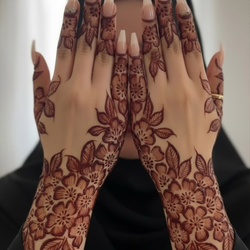 Cross-Border New Style European and American Red Henna Rose Floral Totem Temporary Tattoo Sticker on the Back of the Hand Henna Tattoo Cross-Border New Style European and American Red Henna Rose Floral Totem Temporary Tattoo Sticker on the Back of the Hand Henna Tattoo